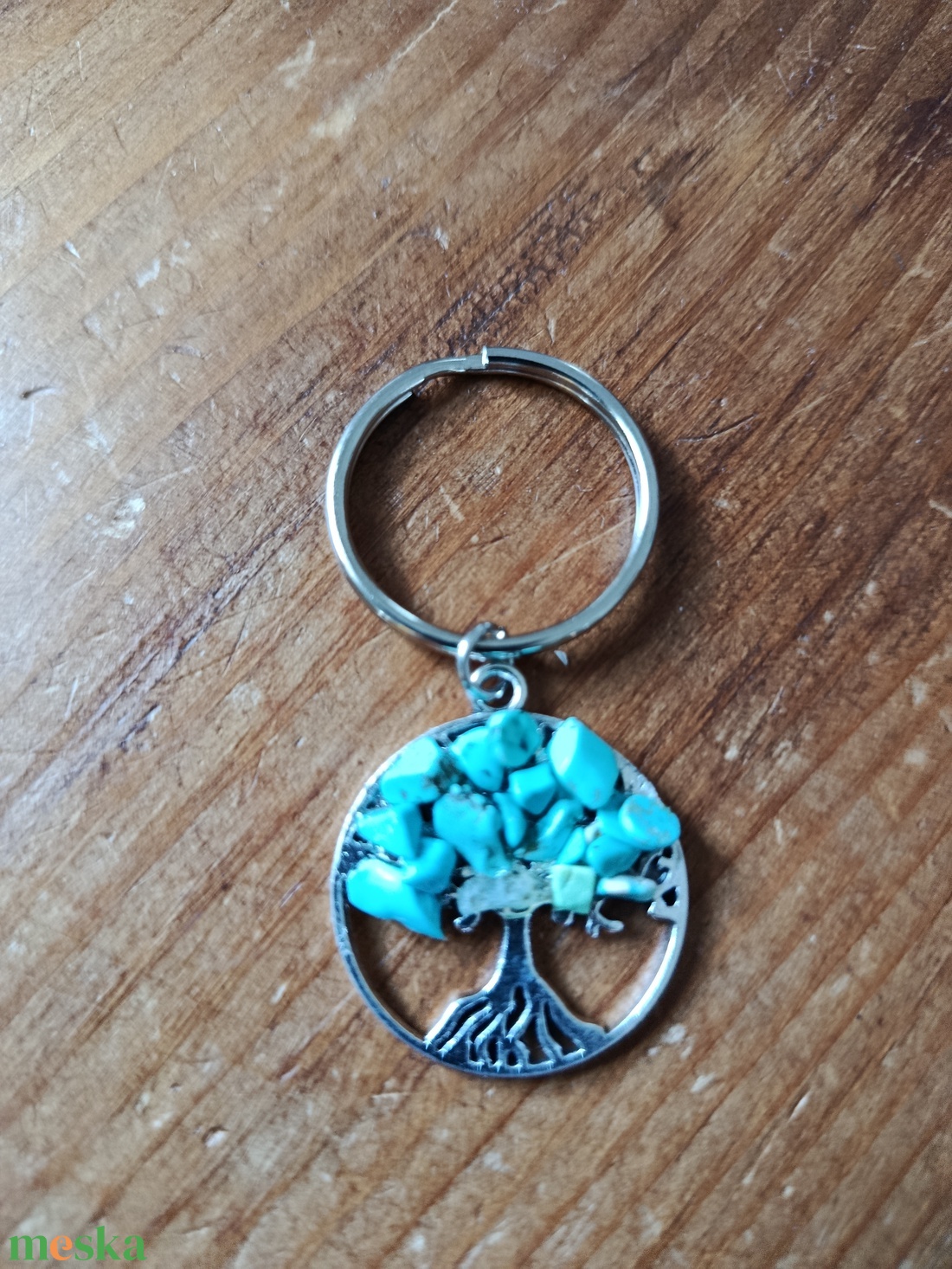 Kulcstartó életfa medál howlit türkiz ásvánnyal  - táska & tok - kulcstartó & táskadísz - kulcstartó - Meska.hu