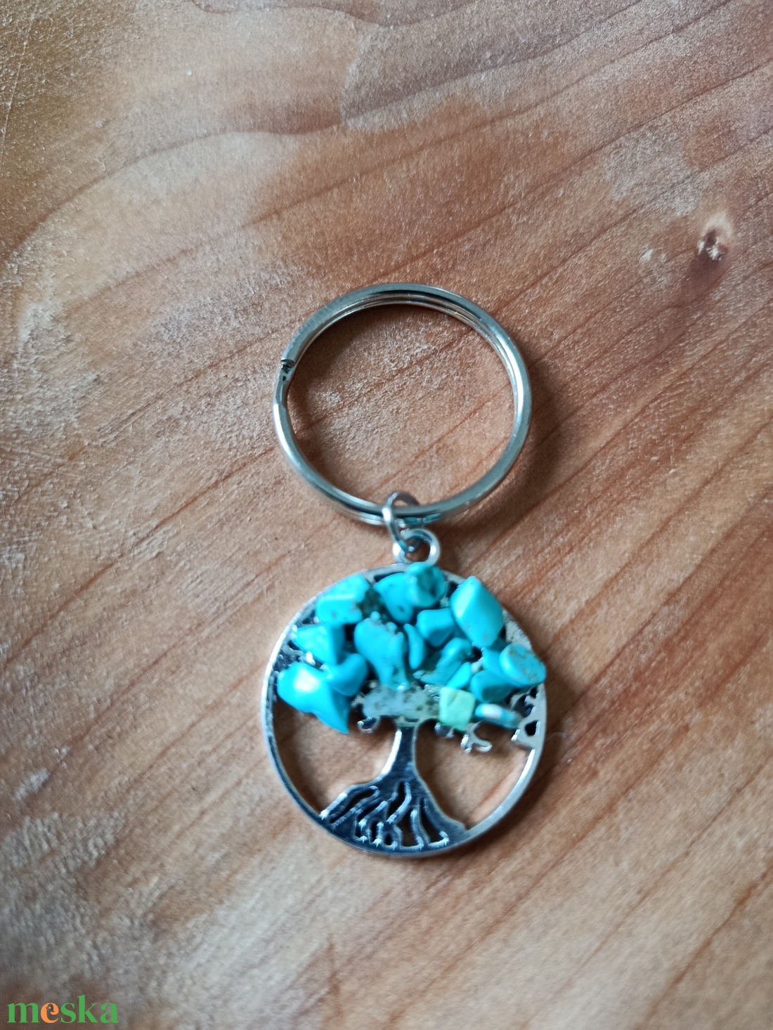 Kulcstartó életfa medál howlit türkiz ásvánnyal  - táska & tok - kulcstartó & táskadísz - kulcstartó - Meska.hu