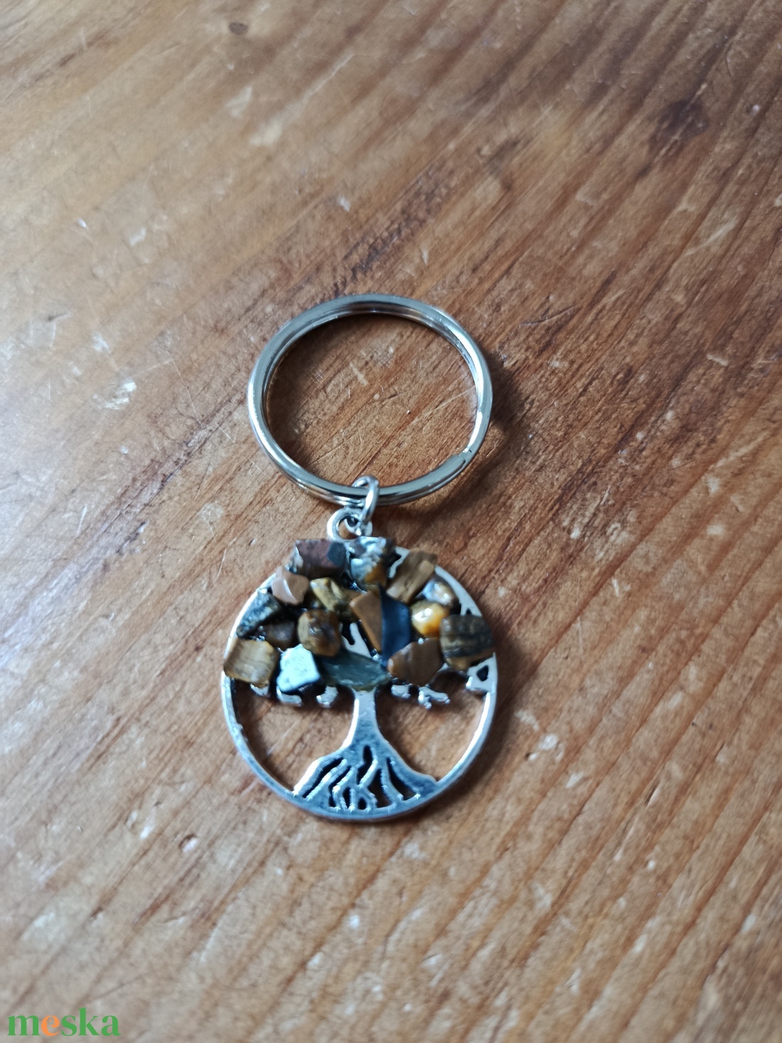Kulcstartó életfa medál tigrisszem ásvánnyal  - táska & tok - kulcstartó & táskadísz - kulcstartó - Meska.hu
