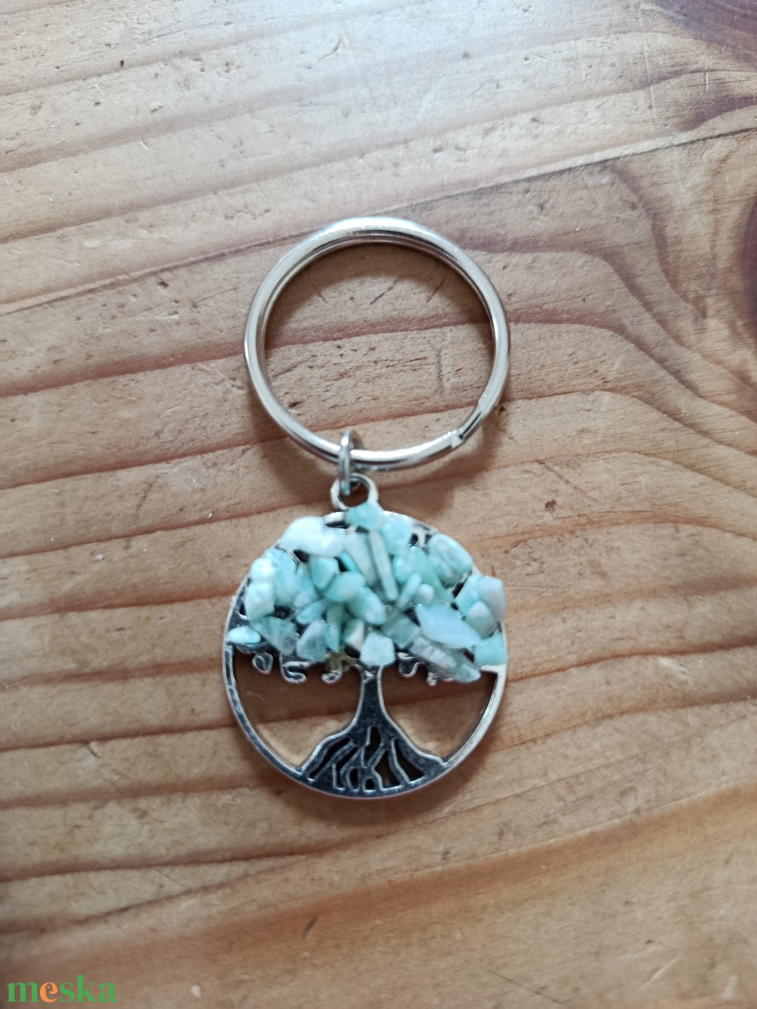 Kulcstartó életfa medál amazonit ásvánnyal  - táska & tok - kulcstartó & táskadísz - kulcstartó - Meska.hu