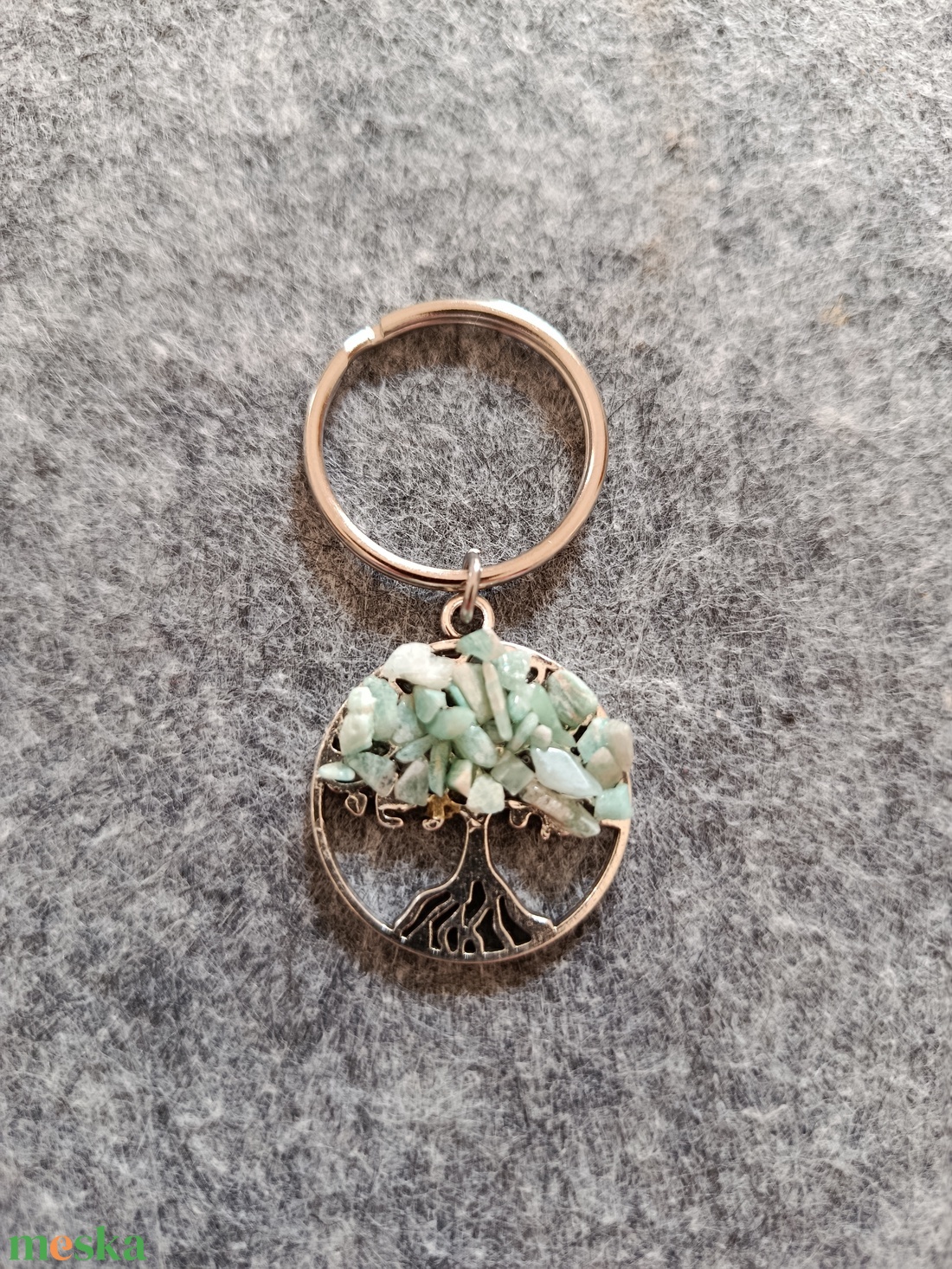 Kulcstartó életfa medál amazonit ásvánnyal  - táska & tok - kulcstartó & táskadísz - kulcstartó - Meska.hu