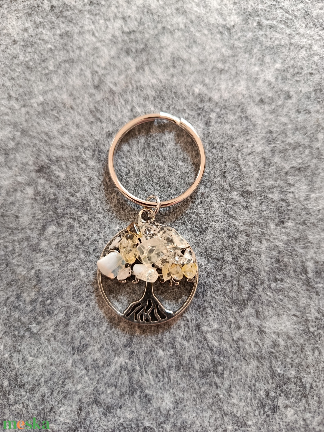 Kulcstartó életfa kvarc kristály ásvánnyal  - táska & tok - kulcstartó & táskadísz - kulcstartó - Meska.hu