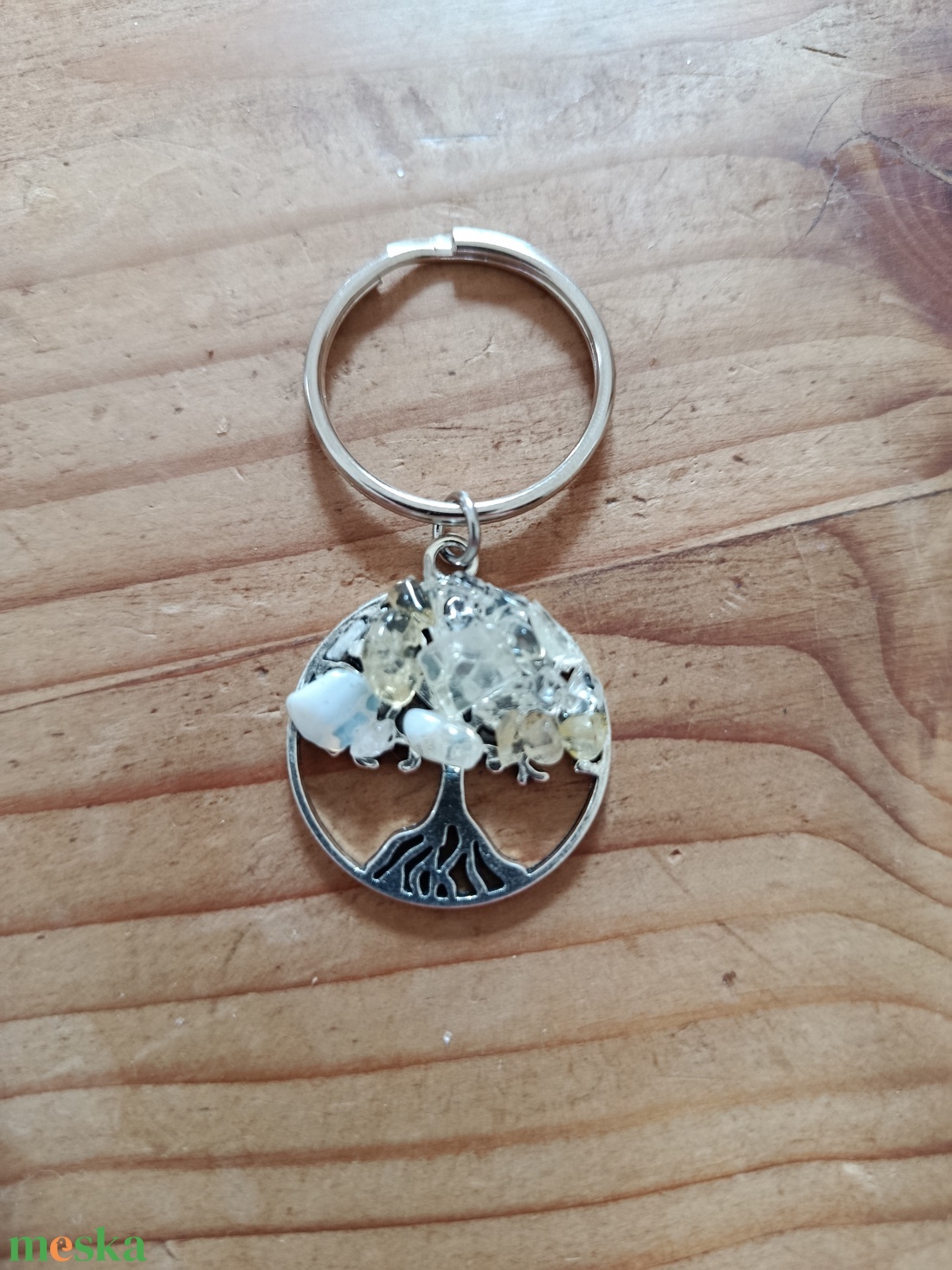 Kulcstartó életfa kvarc kristály ásvánnyal  - táska & tok - kulcstartó & táskadísz - kulcstartó - Meska.hu
