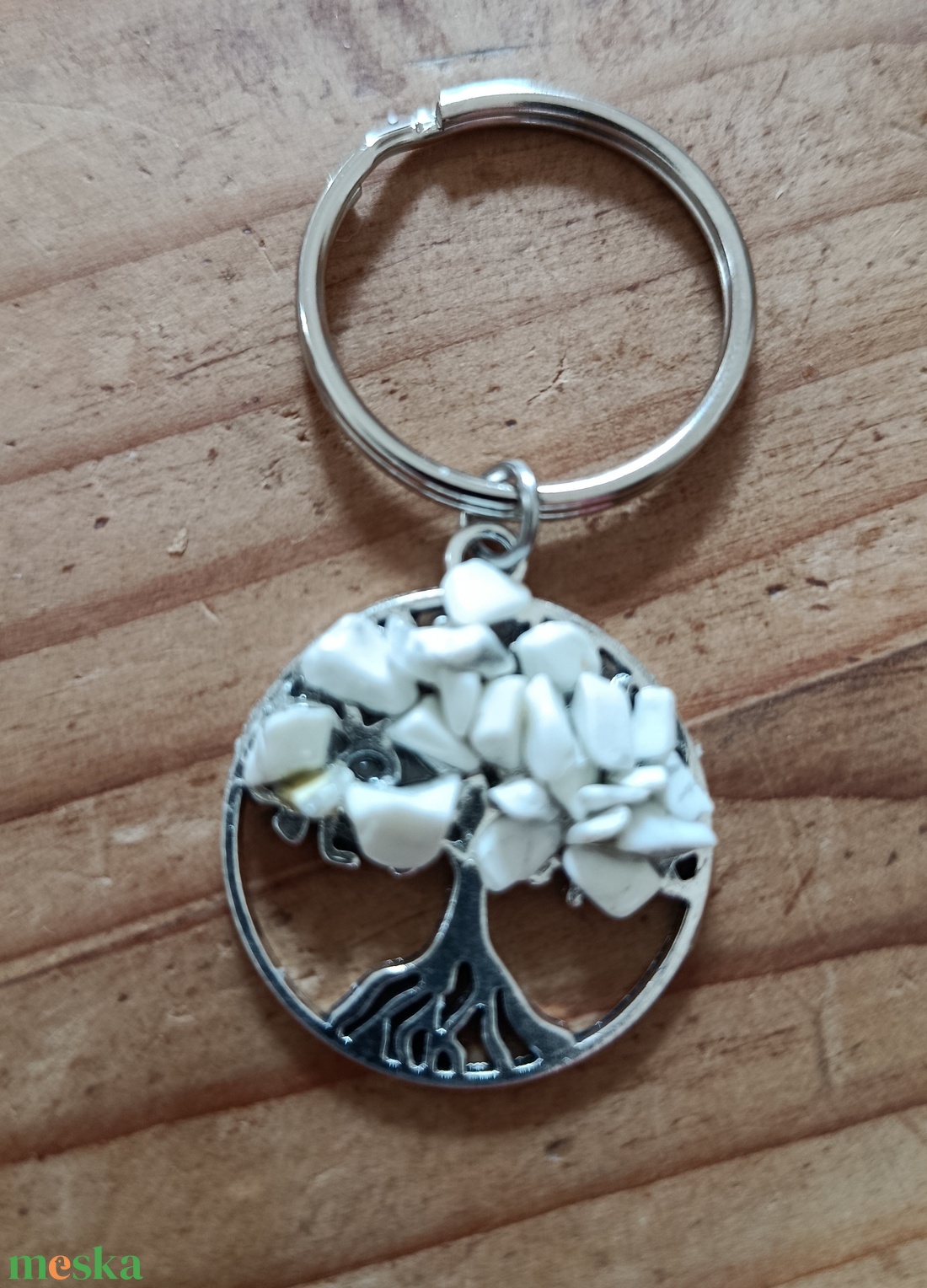Kulcstartó életfa tejkvarc kristály ásvánnyal  - táska & tok - kulcstartó & táskadísz - kulcstartó - Meska.hu