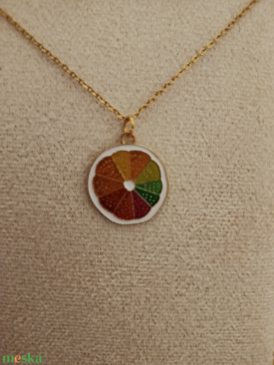 Citrusos nyaklánc és fülbevaló szett  - ékszer - fülbevaló - lógó fülbevaló - Meska.hu