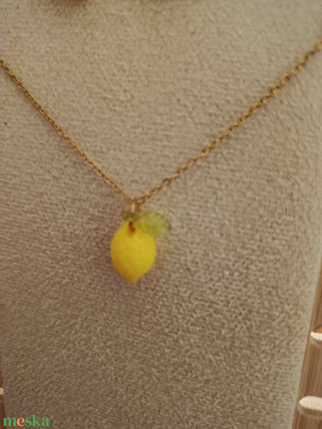 Citromos nyaklánc és fülbevaló szett  - ékszer - fülbevaló - lógó fülbevaló - Meska.hu