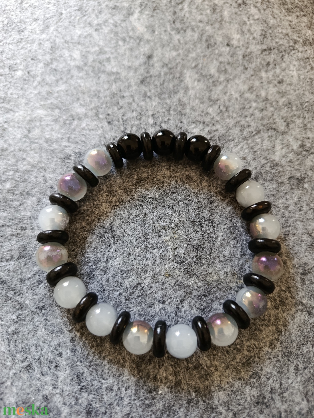 Férfi karkötő sávos achát gyönggyel - ékszer - karkötő - gyöngyös karkötő - Meska.hu