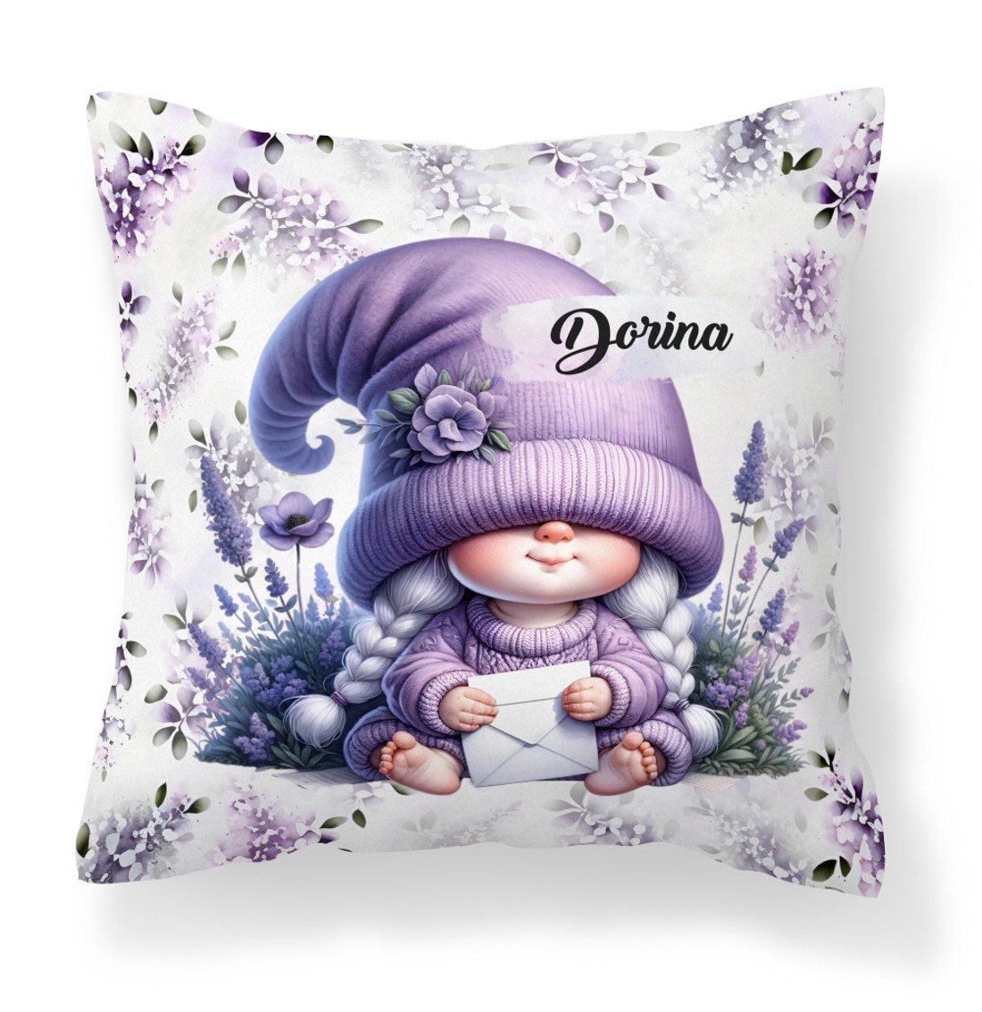 Névvel kérhető - Cuki levendulás manólány levéllel mintás párna - otthon & életmód - lakástextil - párna & párnahuzat - díszpárna (belsővel együtt) - Meska.hu