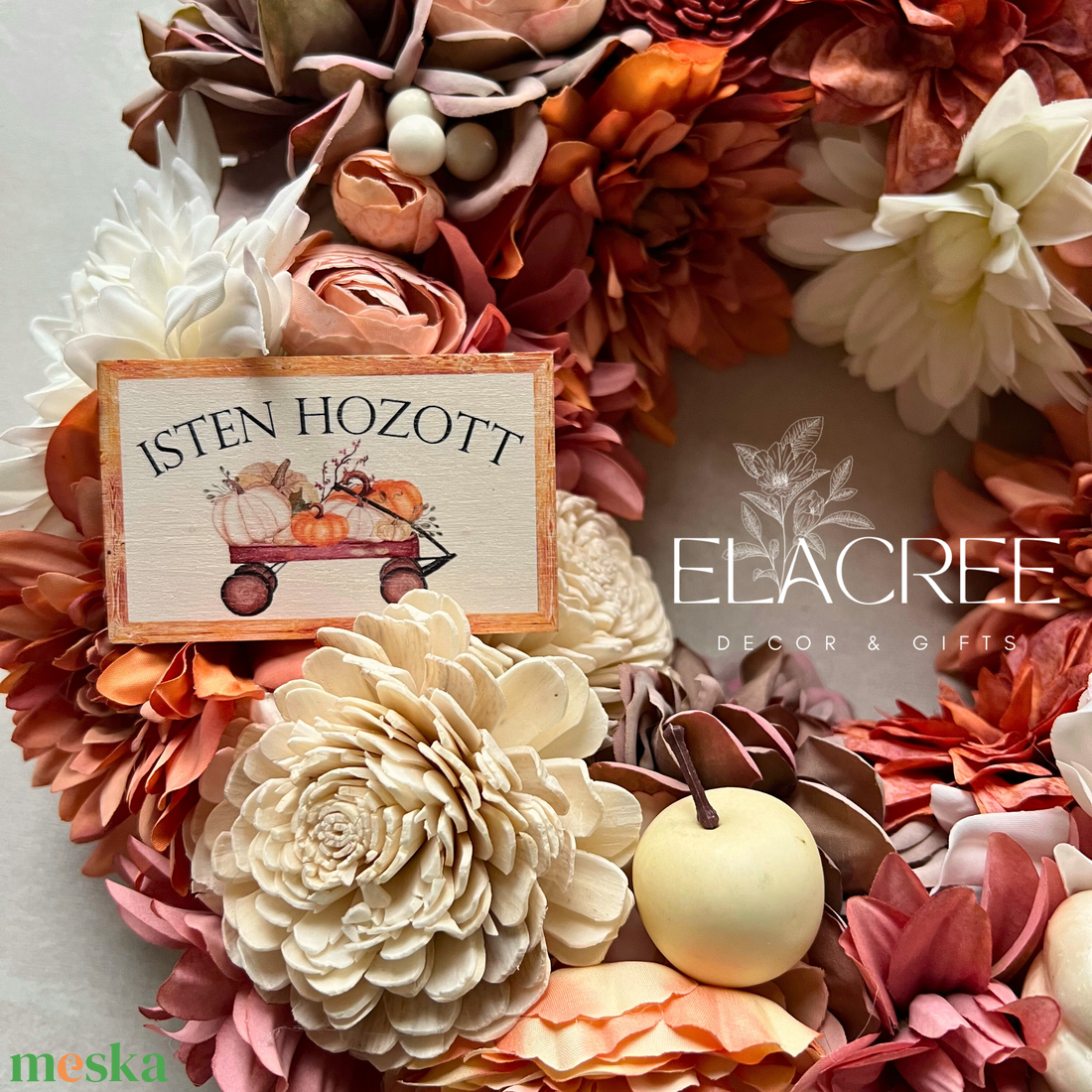 Őszi kopogtató ajtódísz - otthon & életmód - dekoráció - ajtó- és ablak dekoráció - ajtódísz & kopogtató - Meska.hu