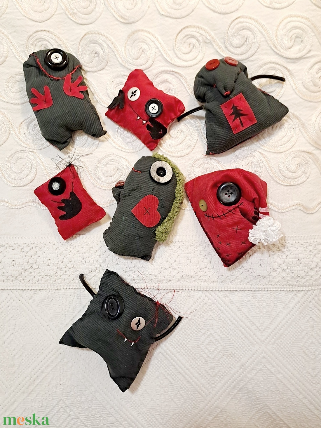 Karácsonyfadísz szett - játék & sport - plüssállat & játékfigura - szörnyike - Meska.hu