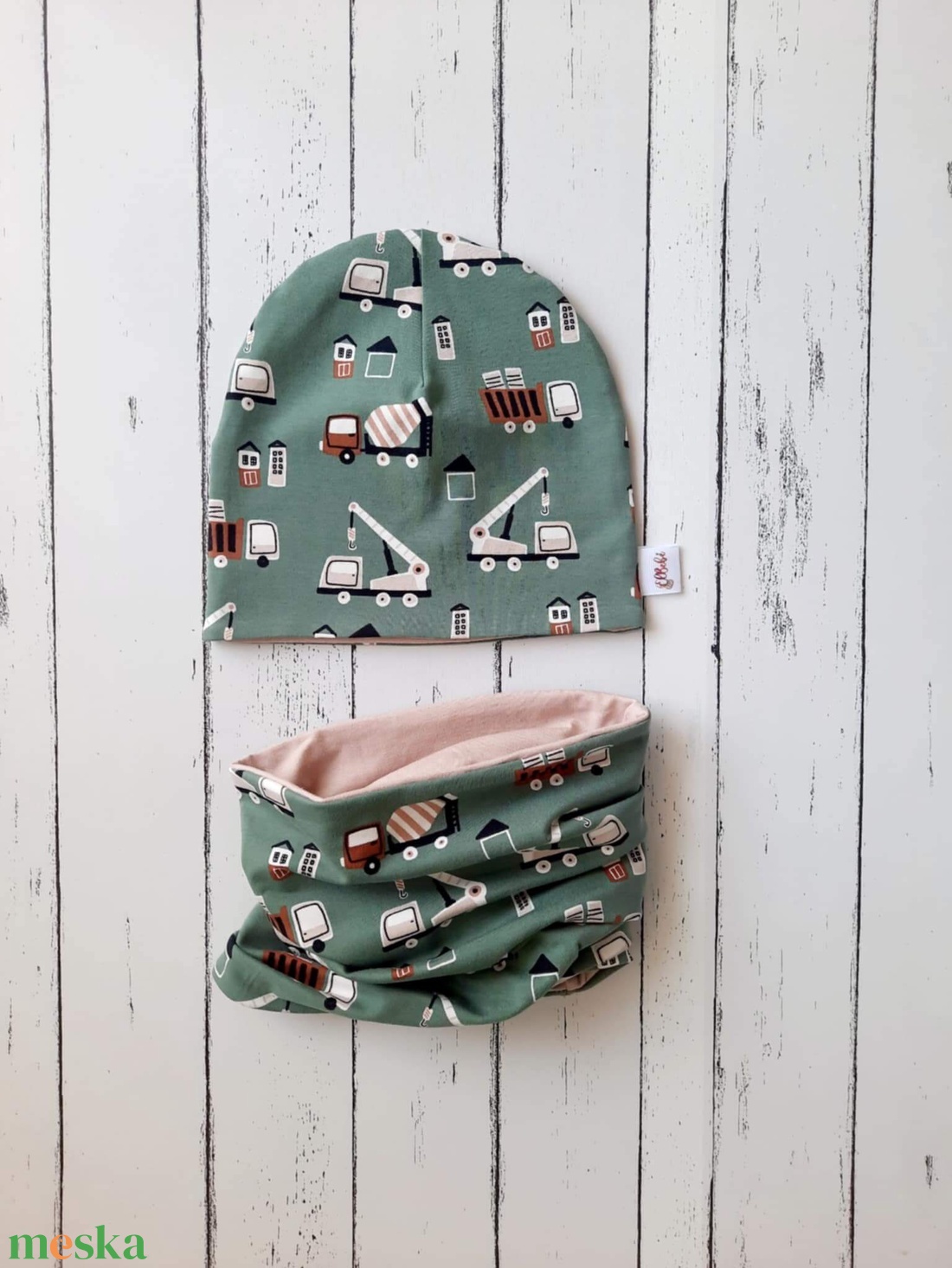 Darusautó és betonkeverős sapka-sál szett (50-52 cm) - ruha & divat - gyerekruha - Meska.hu