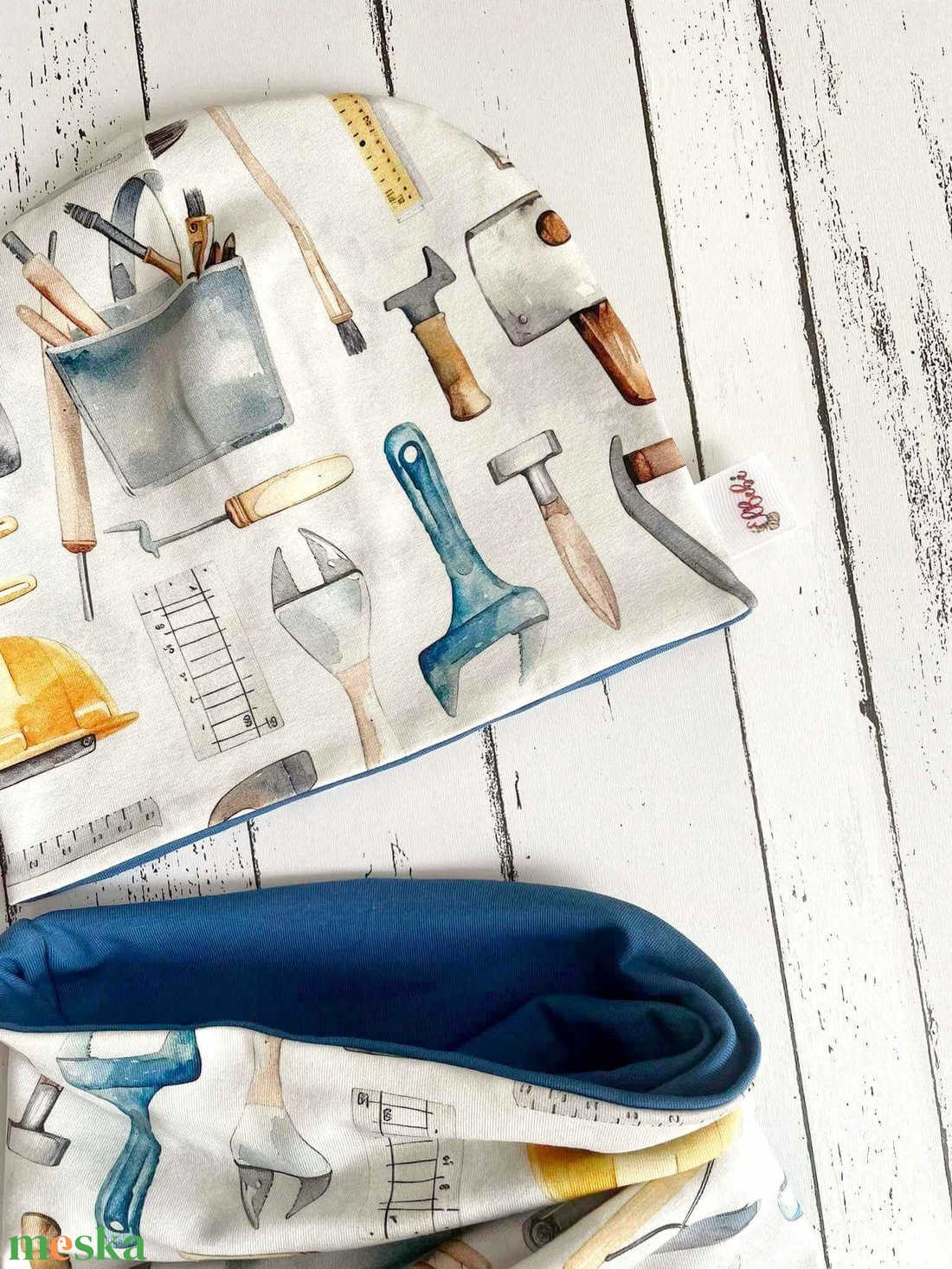 Barkácsolós-szerszámos sapka-sál szett (50-52 cm) - ruha & divat - sál, sapka, kendő - sapka & sál szett - Meska.hu