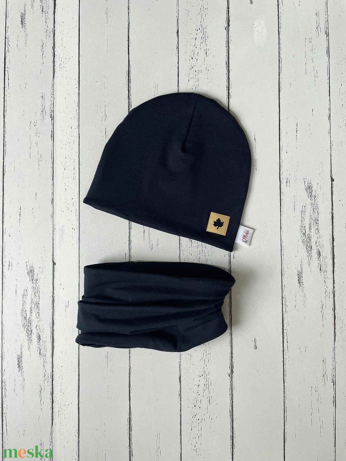 Sötétkék sapka-sál szett (50-52 cm) - ruha & divat - babaruha & gyerekruha - babasapka - Meska.hu