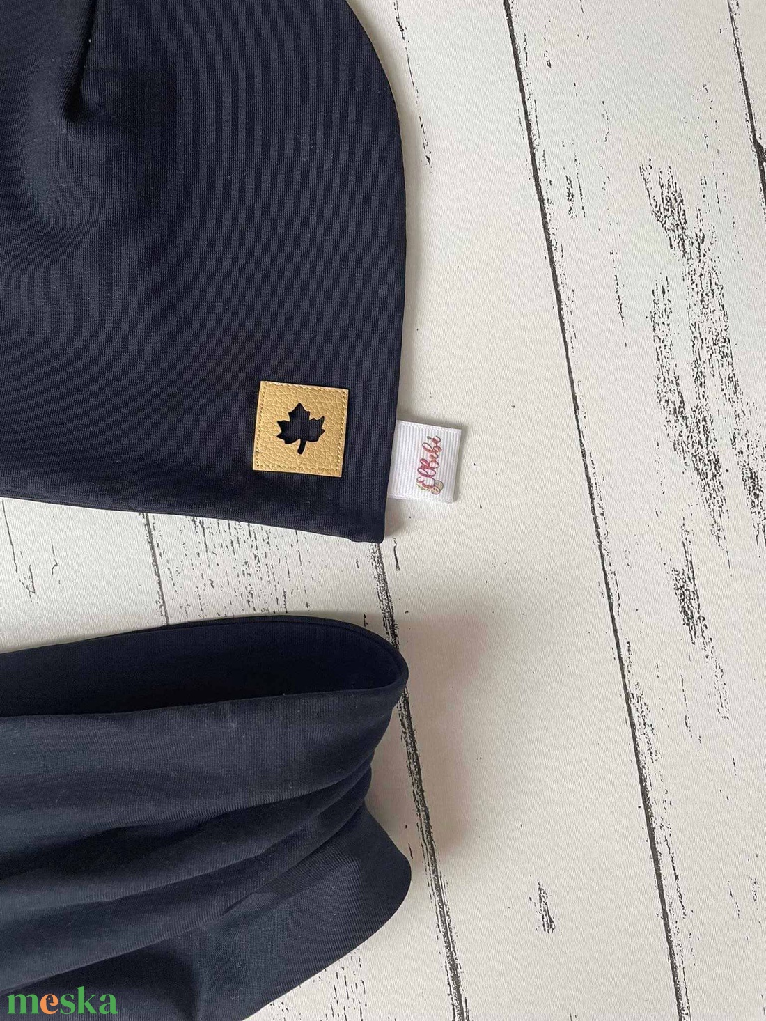 Sötétkék sapka-sál szett (50-52 cm) - ruha & divat - babaruha & gyerekruha - babasapka - Meska.hu