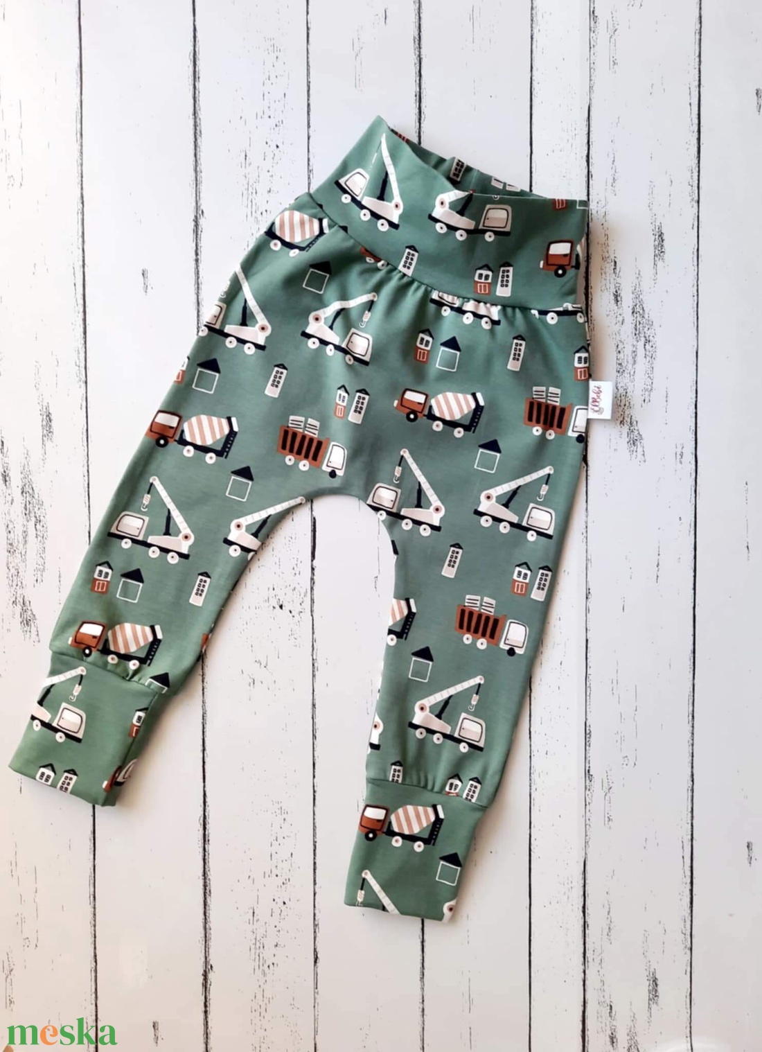 Darusautó és betonkeverő pamut jersey nadrág/leggings (80) - ruha & divat - babaruha & gyerekruha - nadrág - Meska.hu