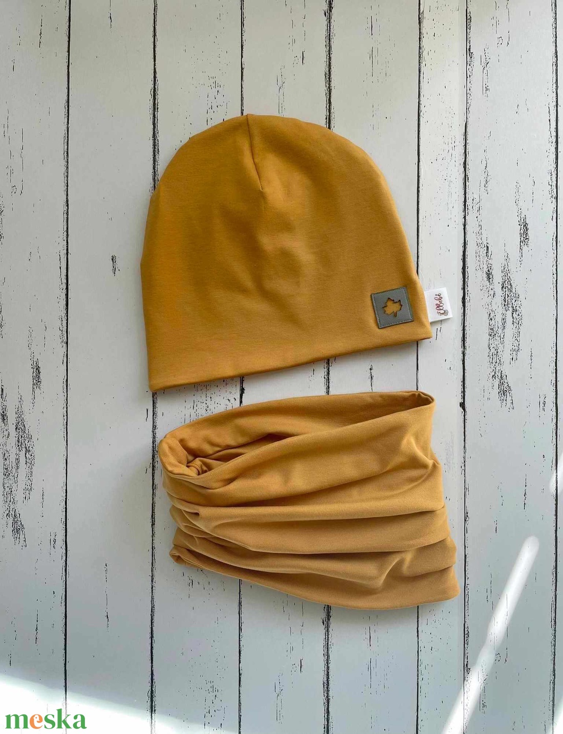 Mustársárga sapka-sál szett (50-52 cm) - ruha & divat - sál, sapka, kendő - sapka & sál szett - Meska.hu