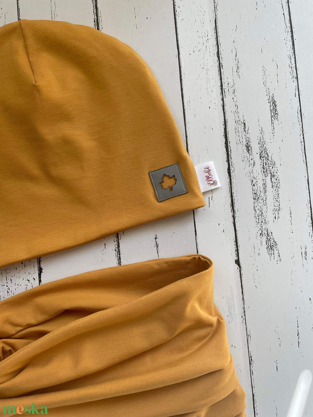 Mustársárga sapka-sál szett (50-52 cm) - ruha & divat - sál, sapka, kendő - sapka & sál szett - Meska.hu