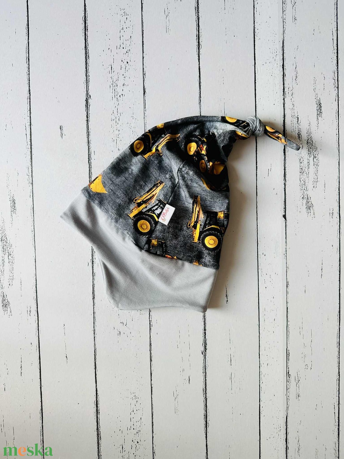 Munkagépes fülvédős sapka (50-52 cm) - ruha & divat - babaruha & gyerekruha - babasapka - Meska.hu