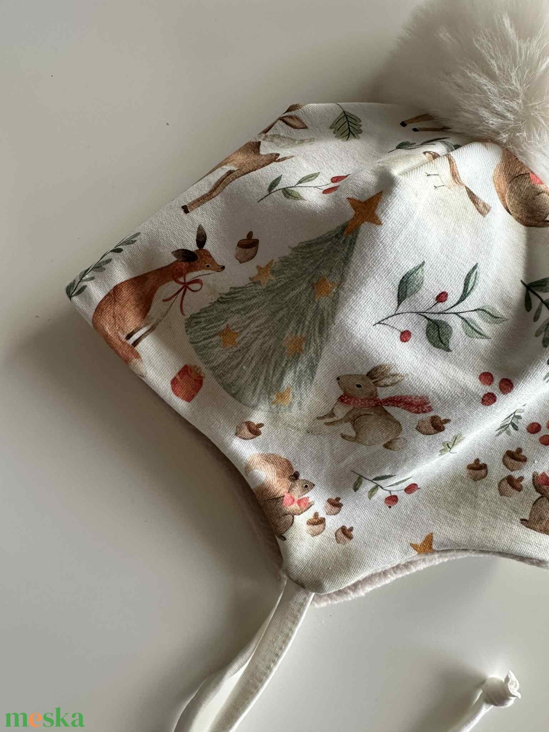 Téli erdős pomponos téli sapka (47-48 cm) - baba - mama - babaruházat - babasapka - Meska.hu