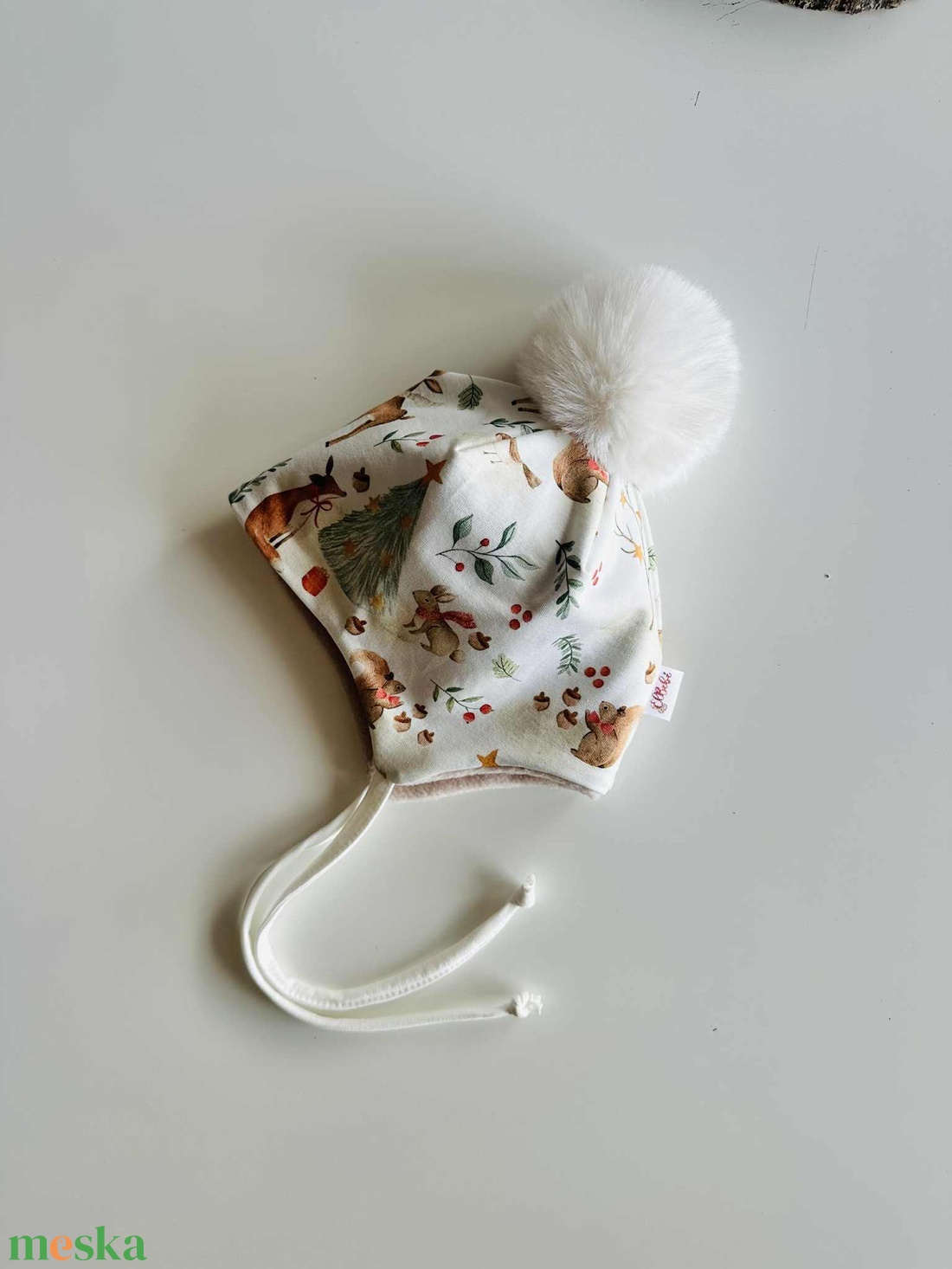 Téli erdős pomponos téli sapka (47-48 cm) - baba - mama - babaruházat - babasapka - Meska.hu