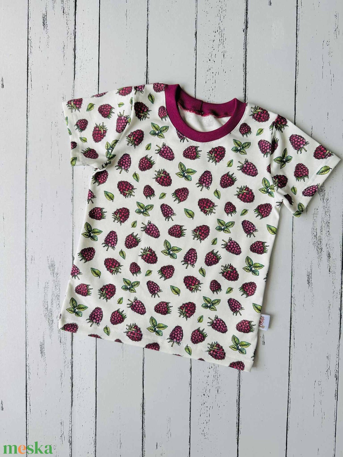 Málnás póló (104) - ruha & divat - gyerekruha - póló - Meska.hu