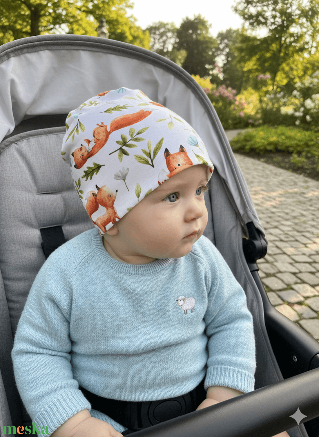 Rókás sapka (46-47 cm) - baba - mama - babaruházat - babasapka - Meska.hu