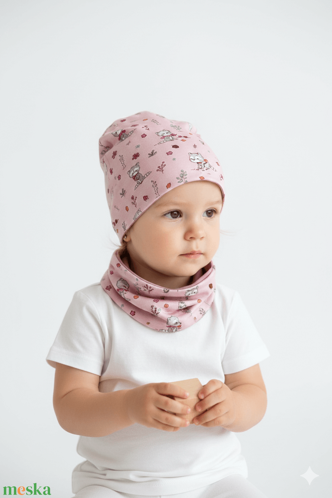 Mosómedvés sapka-sál szett (50-52 cm) - baba - mama - babaruházat - babasapka - Meska.hu