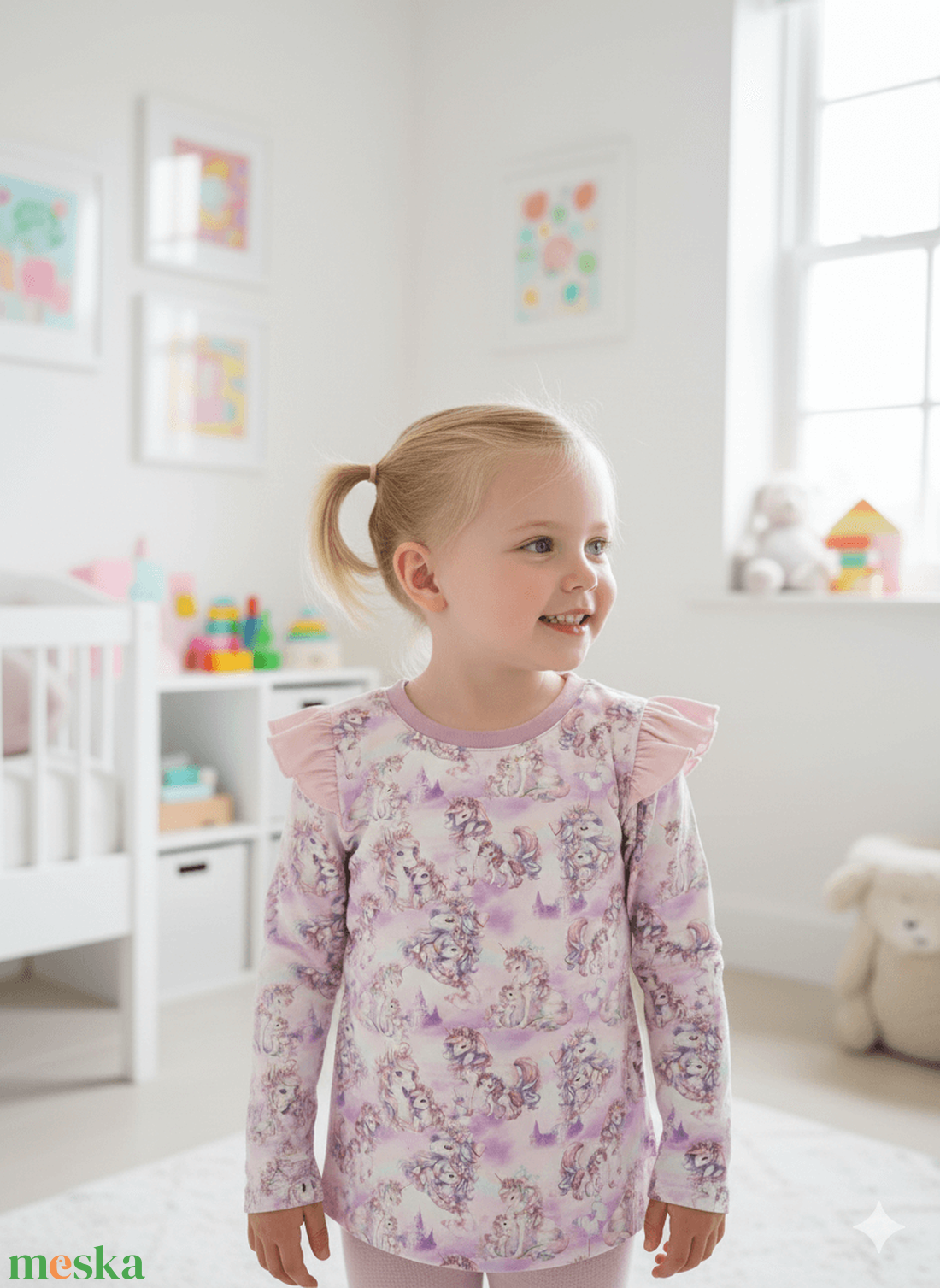 Unikornisos póló 116-os - ruha & divat - gyerekruha - póló - Meska.hu