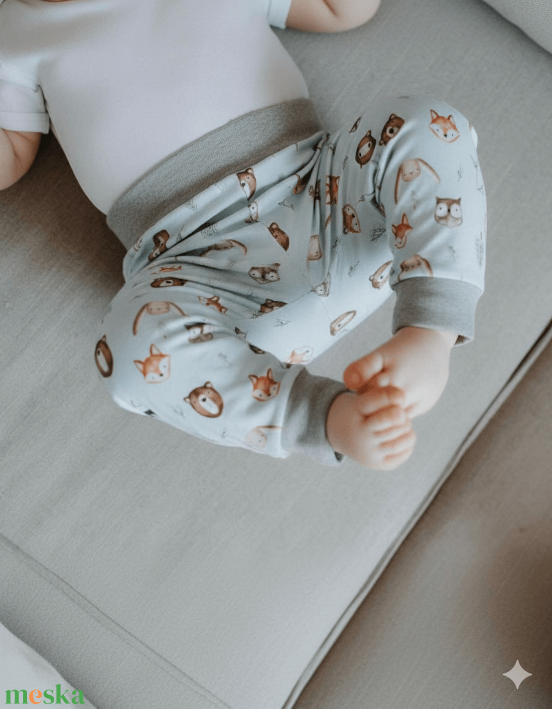 Erdei állatos szürke passzéval melegítőnadrág (74) - ruha & divat - gyerekruha - nadrág - Meska.hu
