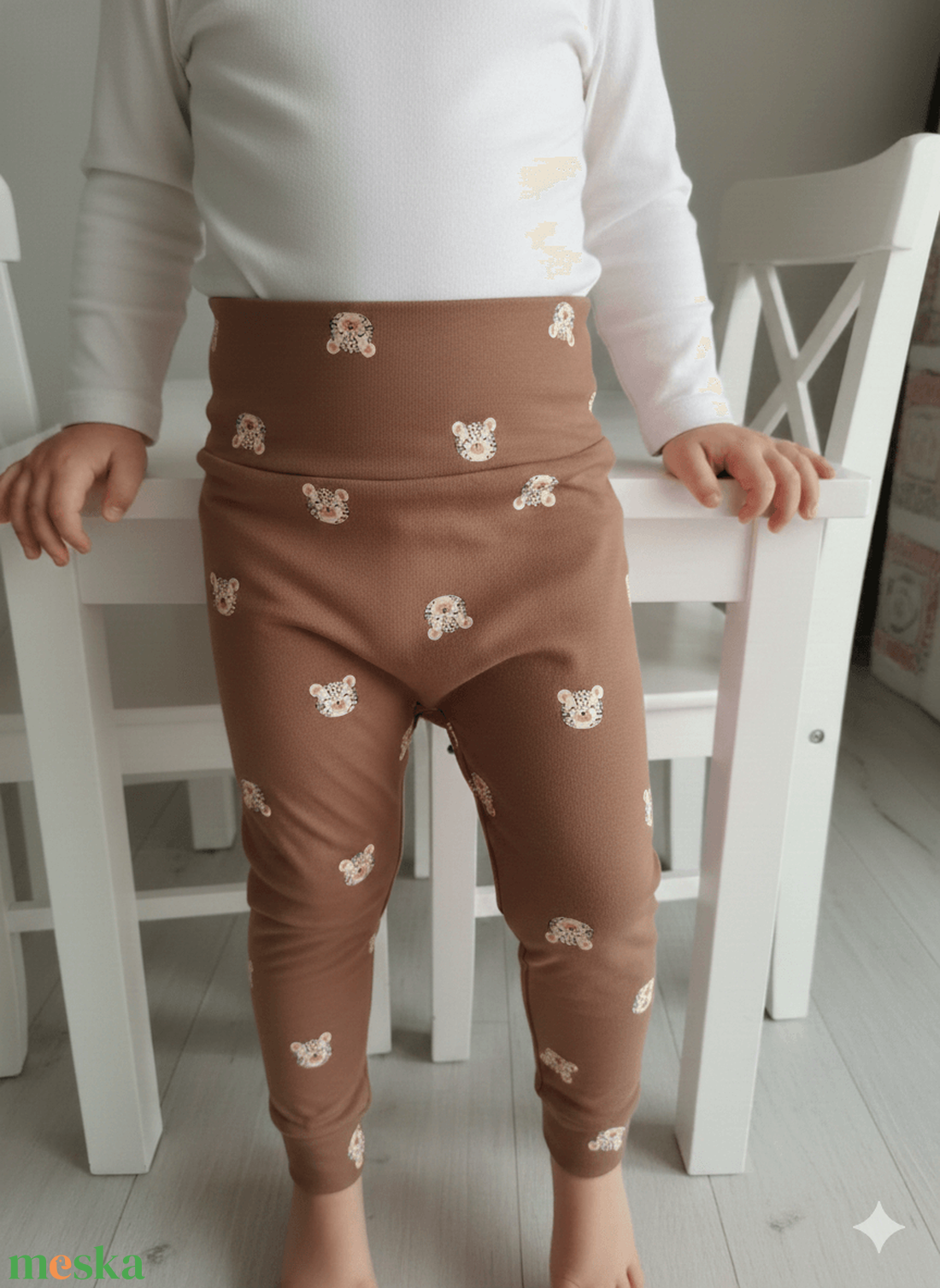 Leopárdos pamut jersey nadrág/ leggings (86-os) - baba - mama - babaruházat - baba nadrág - Meska.hu