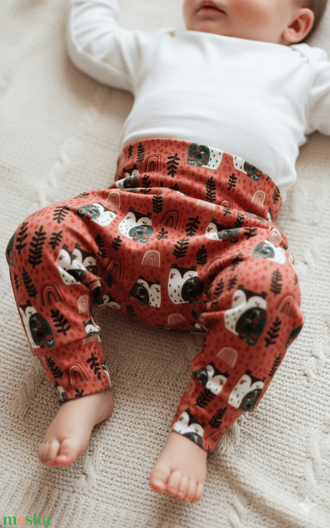 Baglyos leggings - pamut jersey nadrág (62) - ruha & divat - gyerekruha - nadrág - Meska.hu