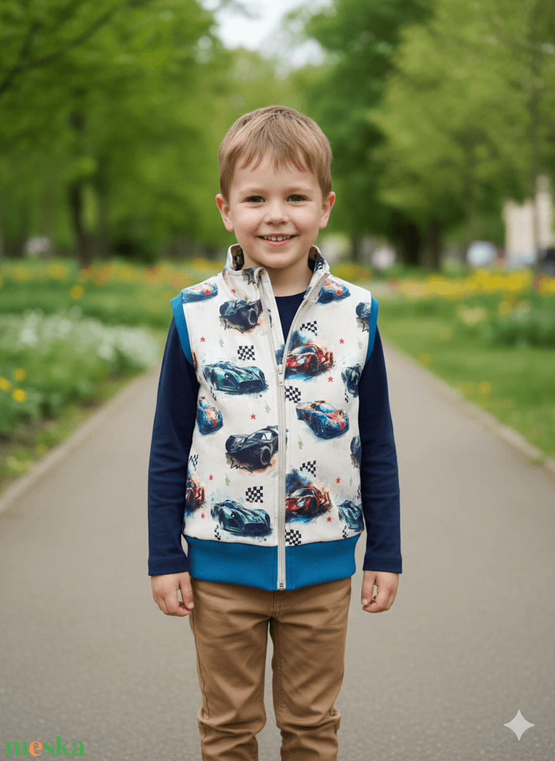 Autós mellény 104-es - baba - mama - babaruházat - baba mellény - Meska.hu