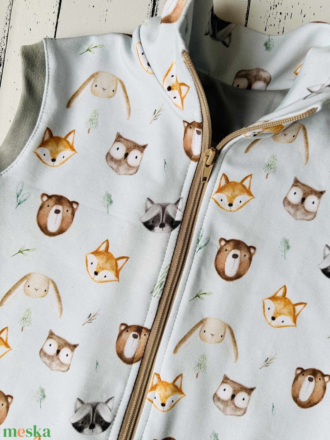Erdei állatos mellény 104-es - baba - mama - babaruházat - baba mellény - Meska.hu