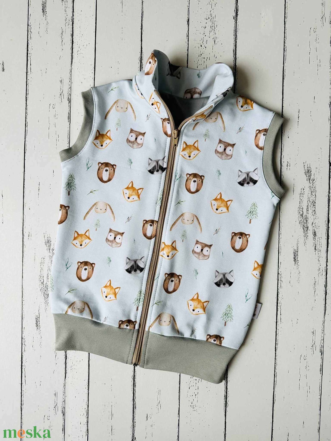 Erdei állatos mellény 104-es - baba - mama - babaruházat - baba mellény - Meska.hu