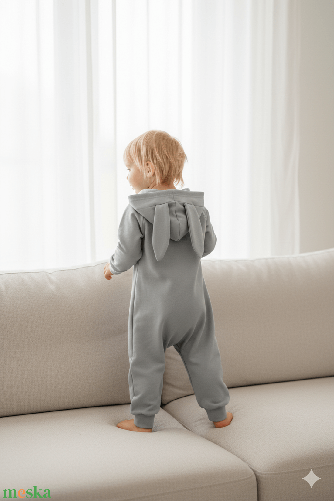 Nyuszifüles all in, kezeslábas, átmeneti overál 86-os - ruha & divat - gyerekruha - gyerek kabát, dzseki - Meska.hu