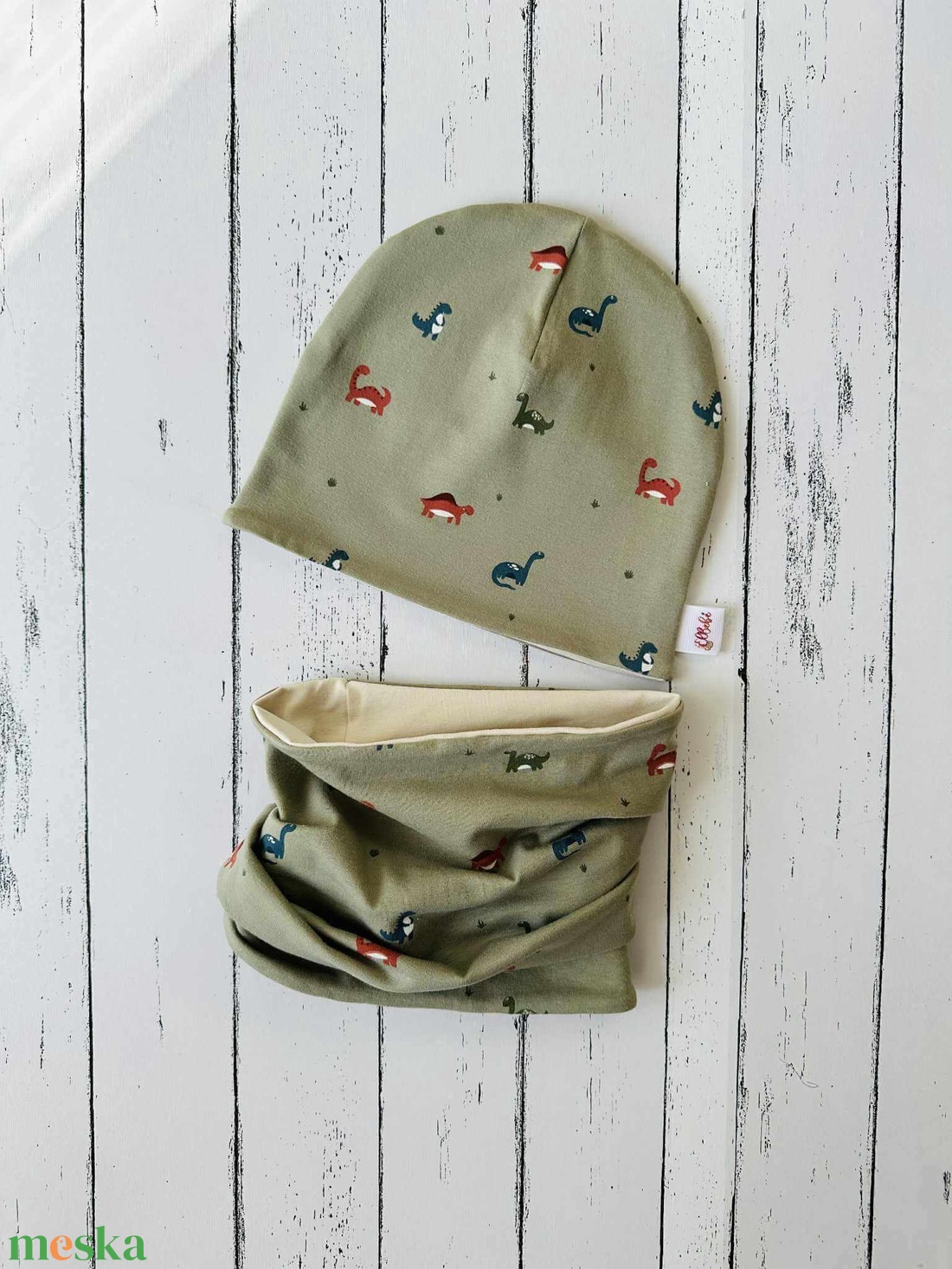 Dínós sapka-sál szett (50-52) - ruha & divat - sál, sapka, kendő - sapka & sál szett - Meska.hu