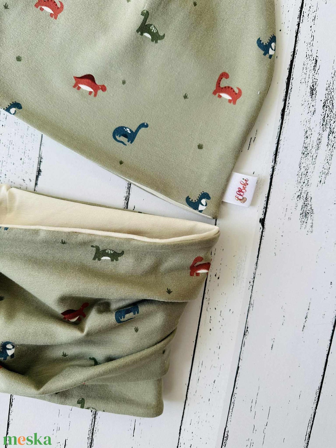 Dínós sapka-sál szett (50-52) - ruha & divat - sál, sapka, kendő - sapka & sál szett - Meska.hu