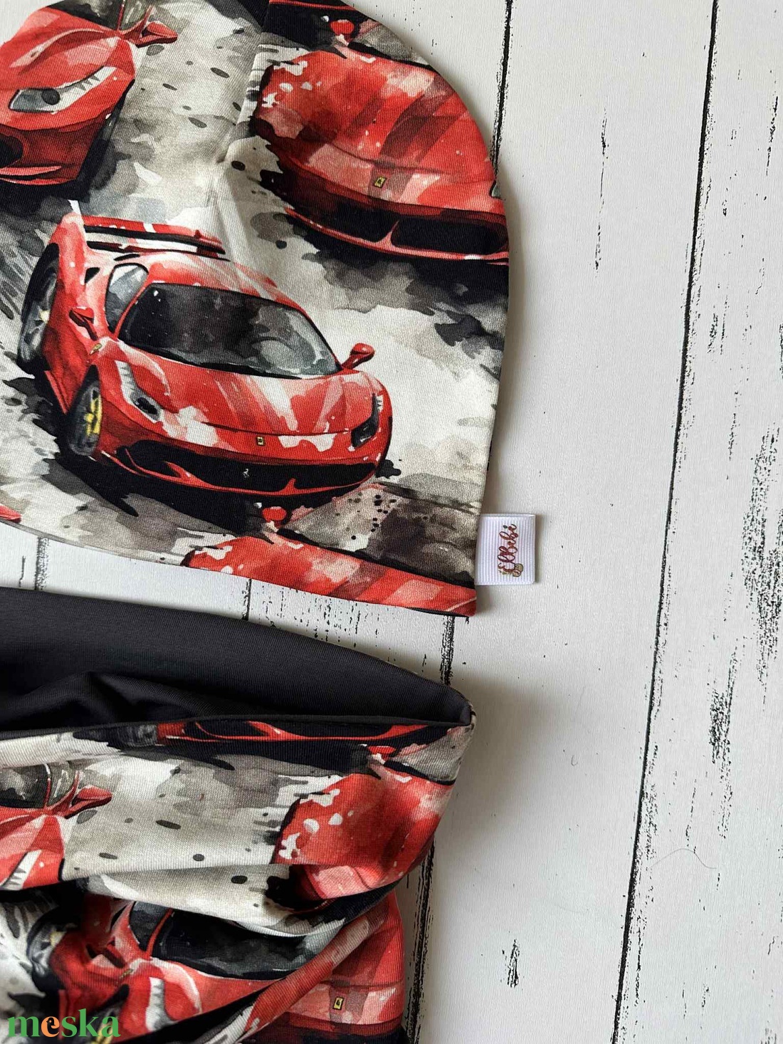 Piros sportautós sapka-sál szett (50-52) - ruha & divat - sál, sapka, kendő - sapka & sál szett - Meska.hu