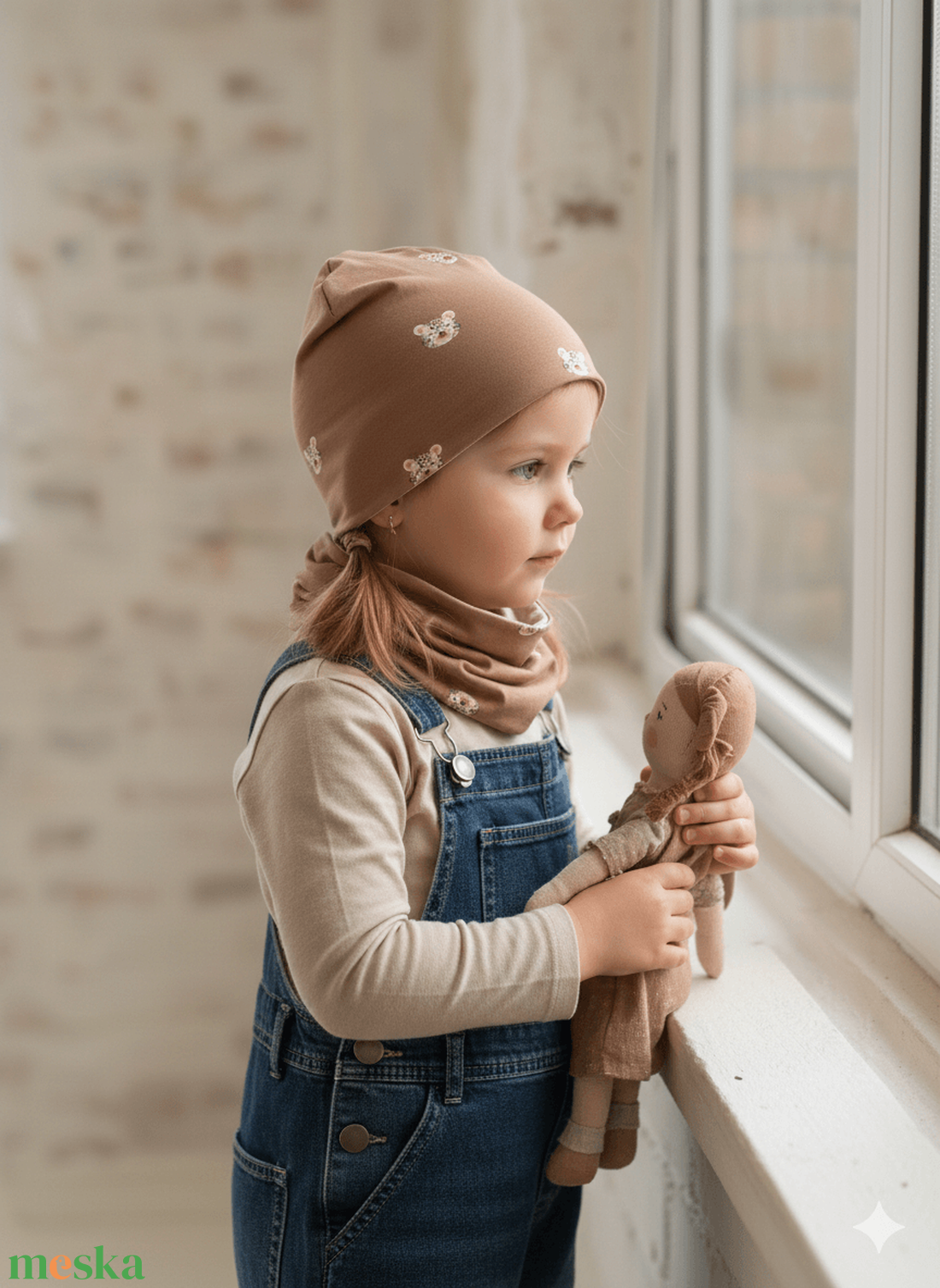 Leopárdos sapka-sál szett (50-52 cm) - baba - mama - babaruházat - babasapka - Meska.hu