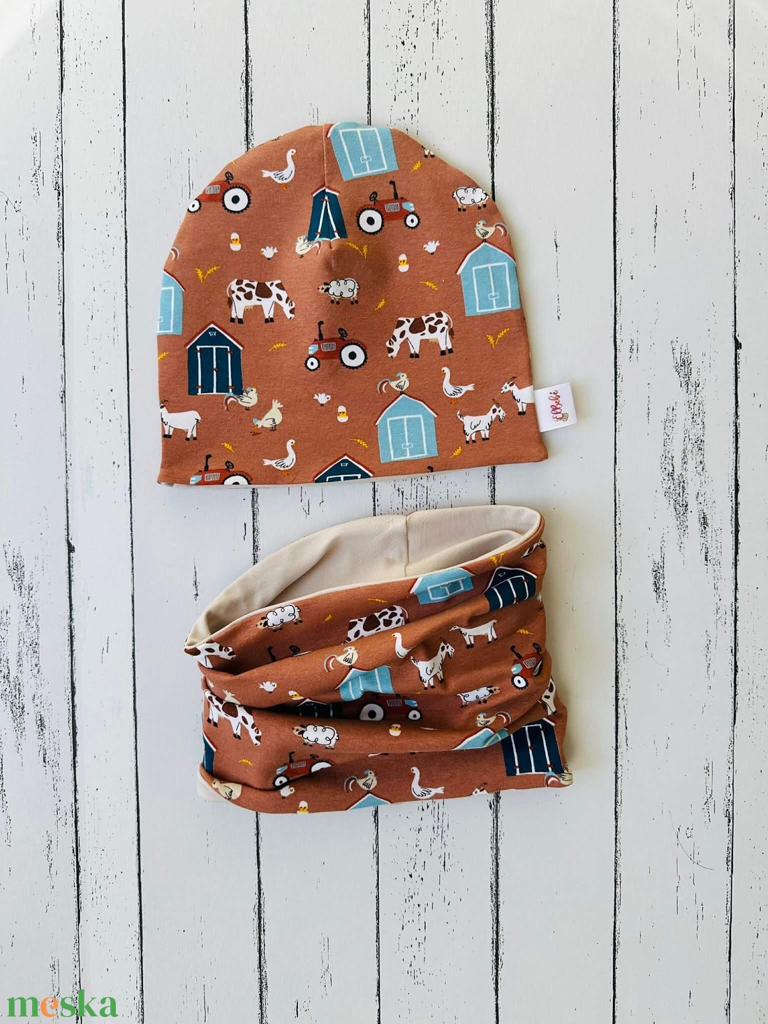 Farmos sapka-sál szett (50-52) - ruha & divat - sál, sapka, kendő - sapka & sál szett - Meska.hu