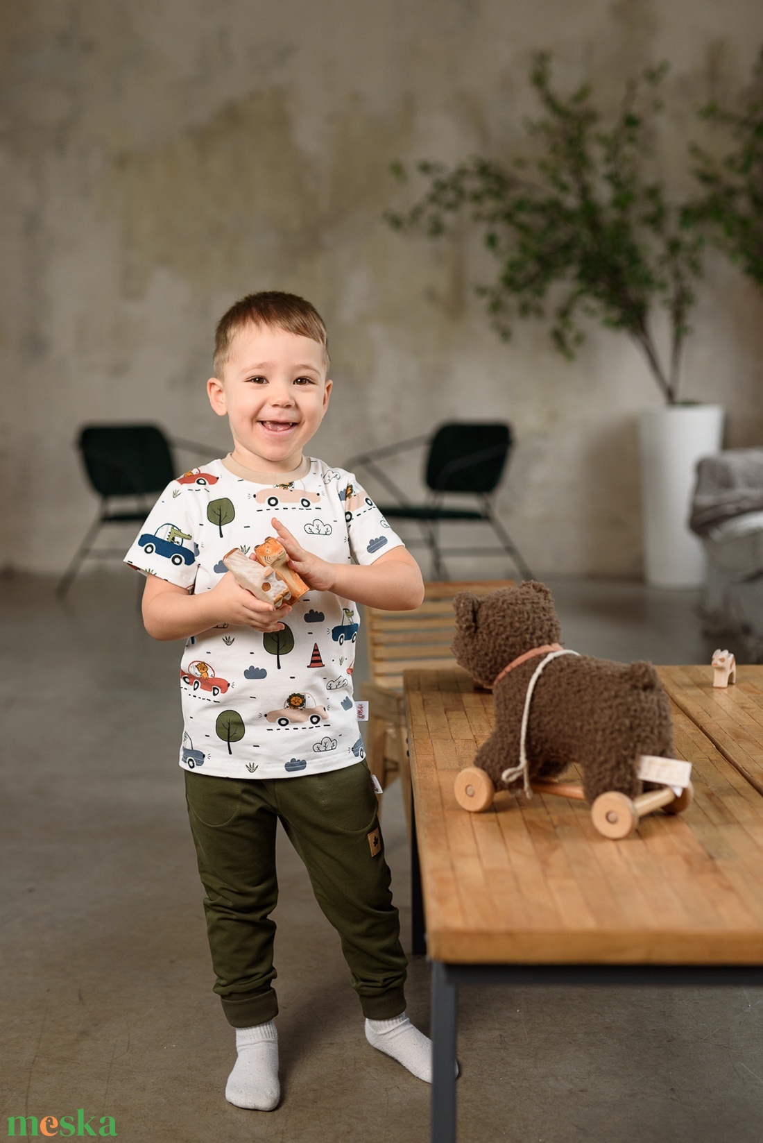 Autós állatos póló 110-es - ruha & divat - gyerekruha - póló - Meska.hu