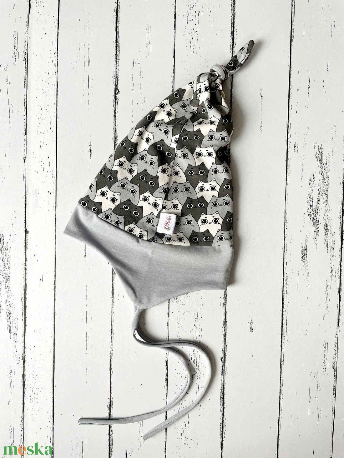 Cicás fülvédős sapka (48-49 cm) - baba - mama - babaruházat - babasapka - Meska.hu