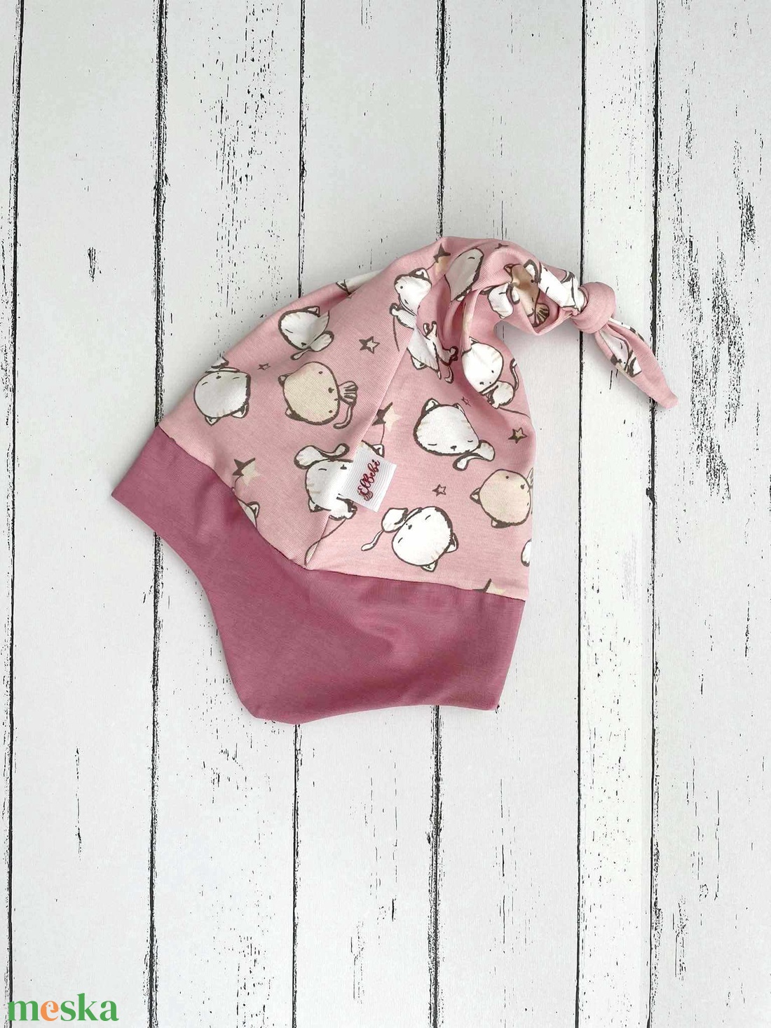 Cicás fülvédős sapka (50-52 cm) - baba - mama - babaruházat - babasapka - Meska.hu