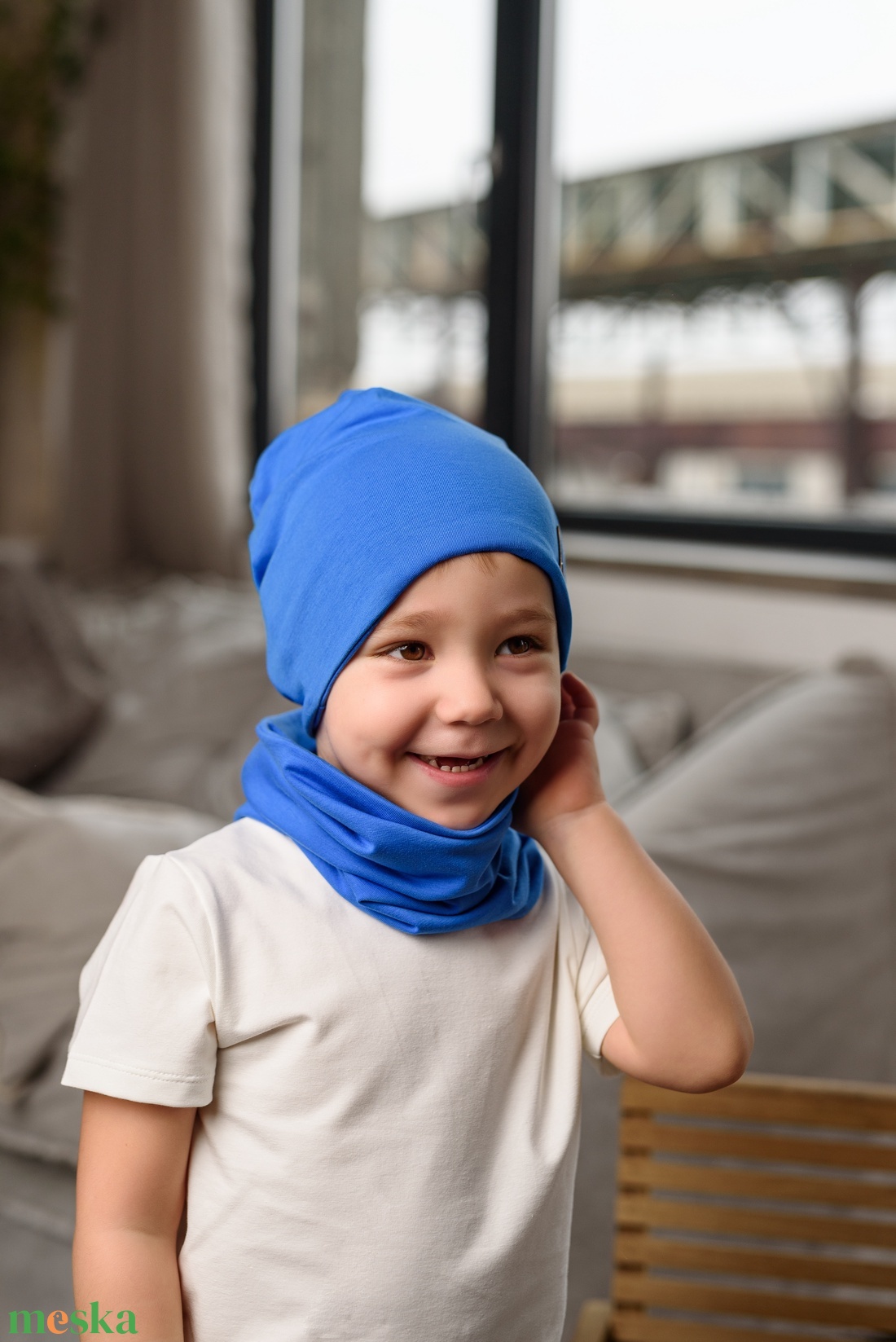 Zöld sapka-sál szett (50-52) - baba - mama - babaruházat - babasapka - Meska.hu