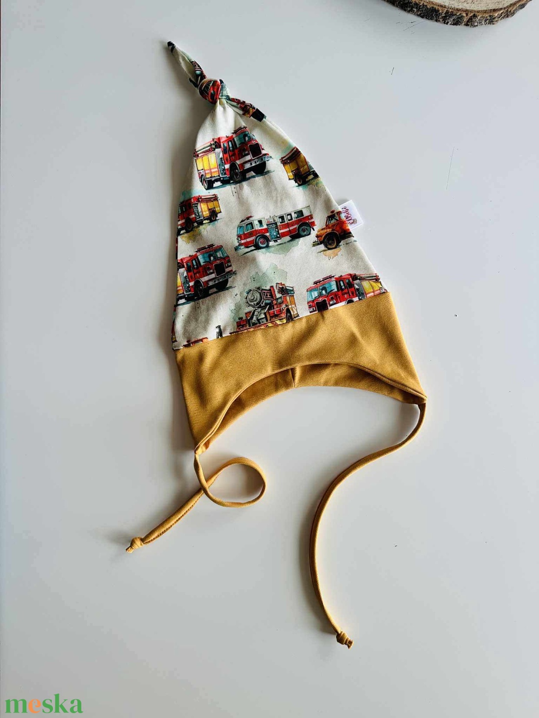 Tűzoltóautós fülvédős sapka (48-49 cm) - baba - mama - babaruházat - babasapka - Meska.hu