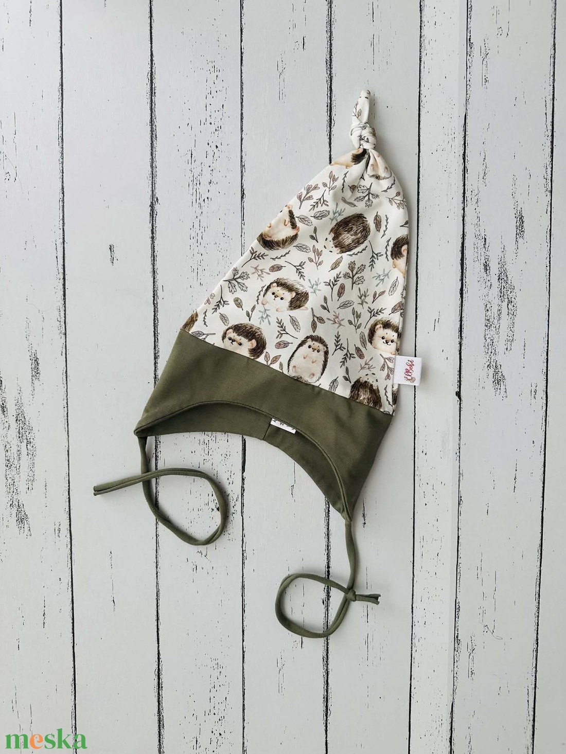 Sünis leveles fülvédős sapka (45-47 cm) - baba - mama - babaruházat - babasapka - Meska.hu