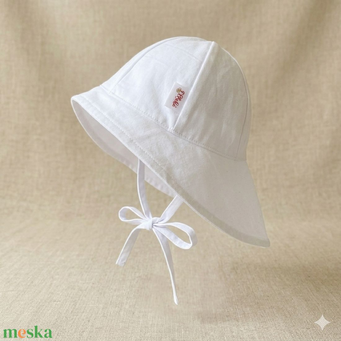 Fehér napkalap (48-49 cm) - baba - mama - babaruházat - babasapka - Meska.hu