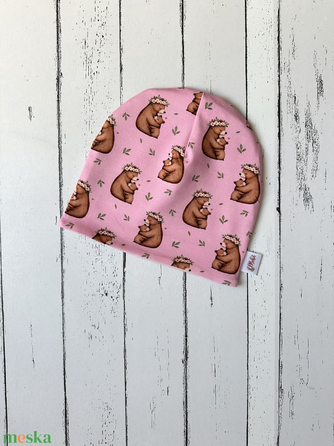 Mackóbocs és mamája sapka (48-50 cm) - baba - mama - babaruházat - babasapka - Meska.hu