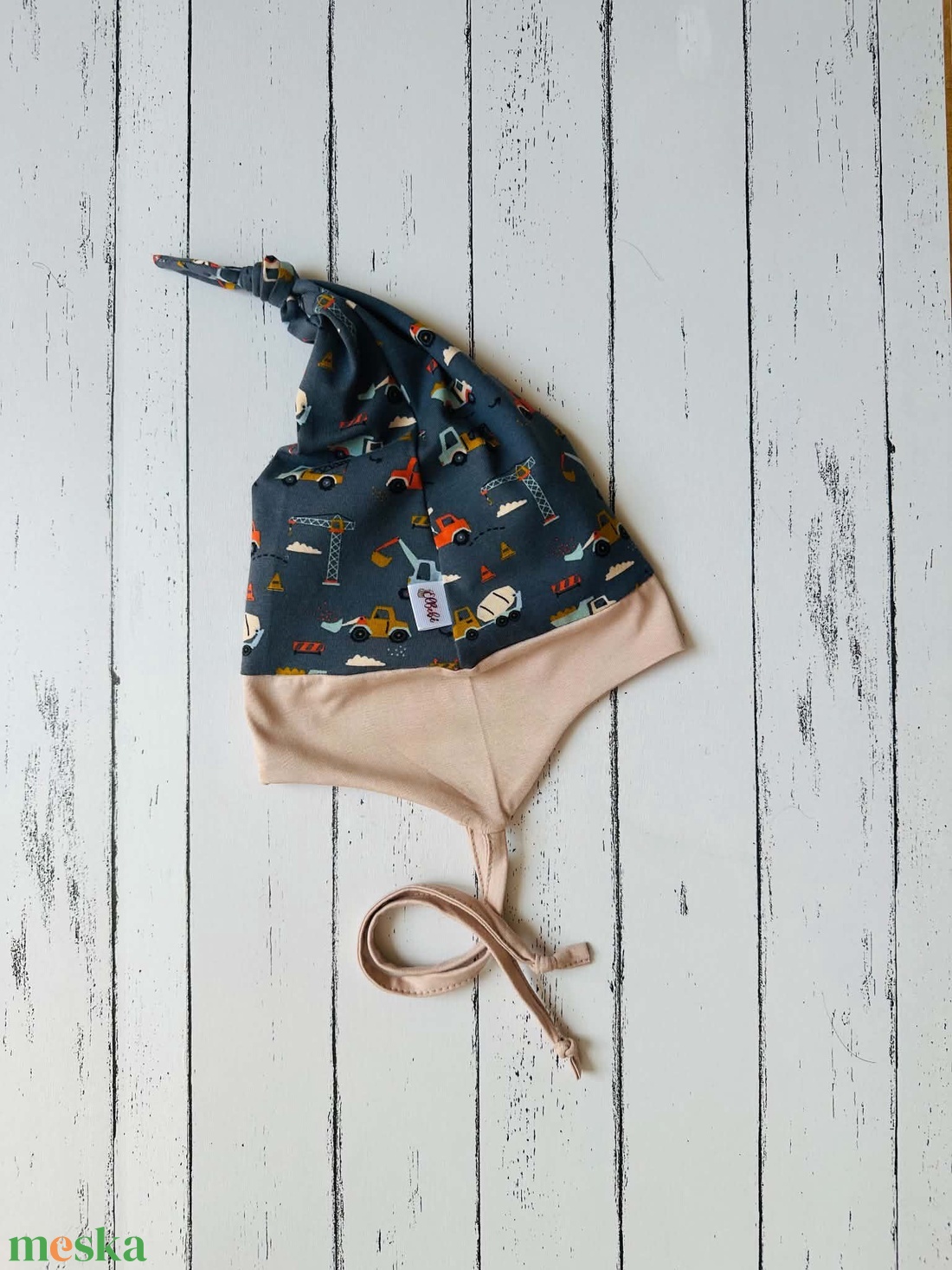 Munkagépes fülvédős sapka (50-52 cm) - baba - mama - babaruházat - babasapka - Meska.hu