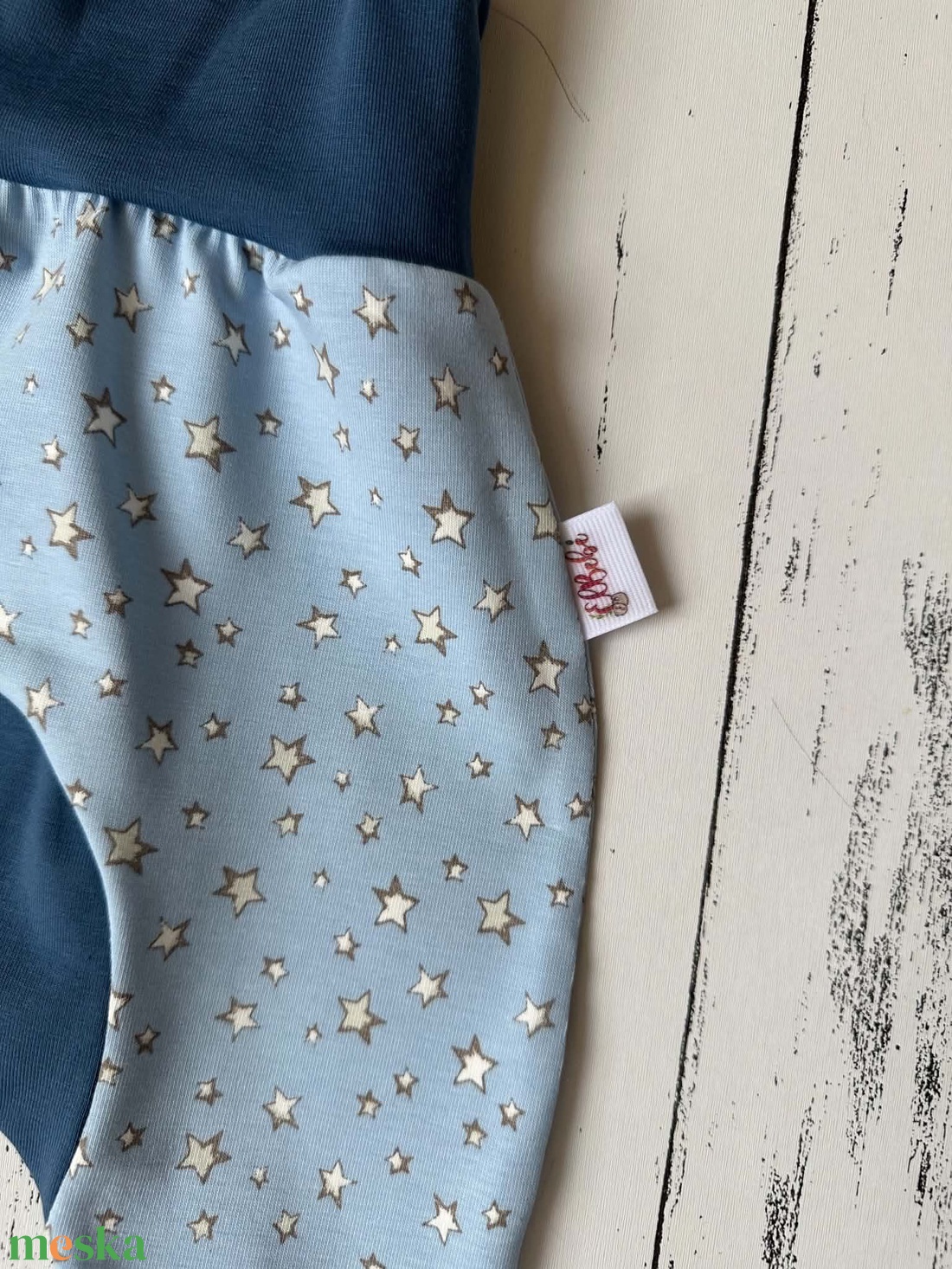 Kék apró csillagos háremnadrág (68) - baba - mama - babaruházat - baba nadrág - Meska.hu